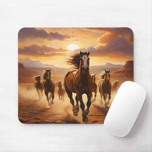 Tapis De Souris Le désert des Chevaux sauvages (Avec souris)