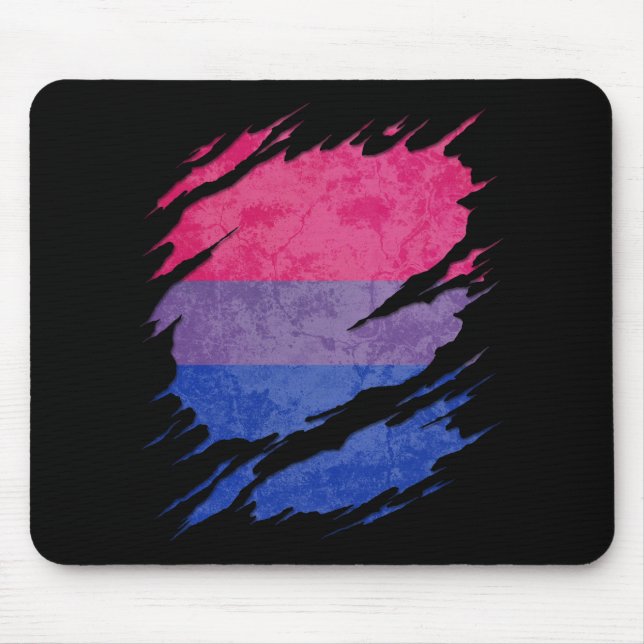 Tapis De Souris Le drapeau bisexuel de fierté déchiré indiquent (Devant)