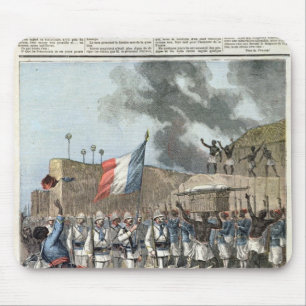 Tapis De Souris Le drapeau français entrant dans Abomey