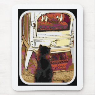 Tapis De Souris Le feu regardant Kitty fixement