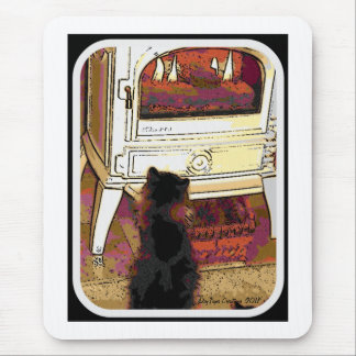 Tapis De Souris Le feu regardant Kitty fixement