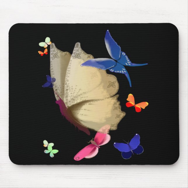 Tapis De Souris Le grand papillon beige Mousepad (Devant)