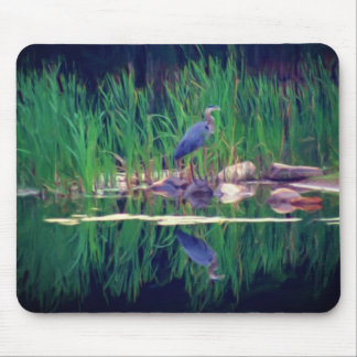 Tapis De Souris Le Héron Bleu Réflexions Art animal
