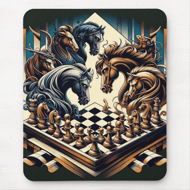 Tapis De Souris Le jeu des chevaliers - les échecs rencontre l'ima (Devant)