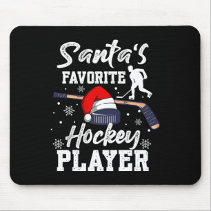 Tapis De Souris Le joueur de hockey préféré du Père Noël en pyjama