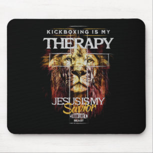Tapis De Souris Le kickboxing est ma thérapie Jésus mon sauveur Co