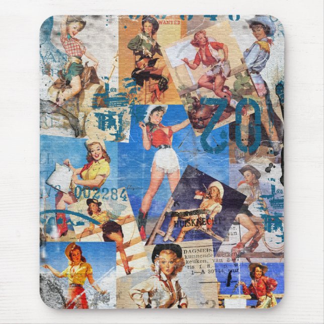 Tapis De Souris Le kitsch Bitsch : Cow-girl détruite Pin-UPS No.1 (Devant)