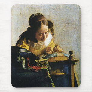 Tapis De Souris Le Lacemaker de Johannes Vermeer (circa 1670)