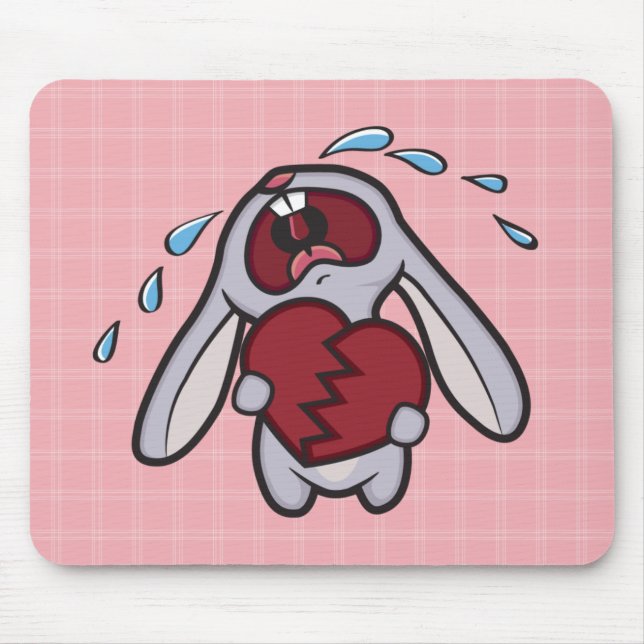 Tapis De Souris Le lapin Hearted cassé sur le rose vérifie (Devant)