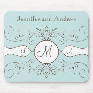 Tapis De Souris Le marié de jeune mariée de monogramme de remous