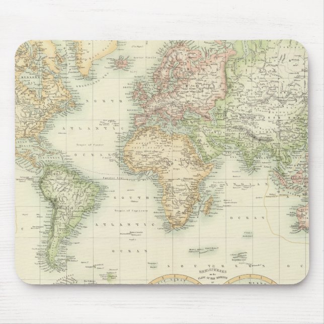 Tapis De Souris Le monde sur la projection du Mercator (Devant)