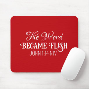 Tapis De Souris Le Mot Est Devenu Flesh Noël Bible Verse Rouge