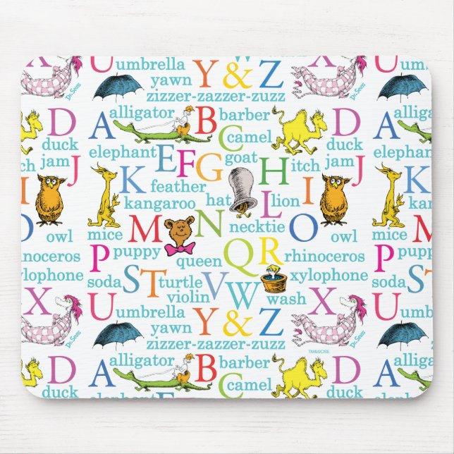 Tapis De Souris Le Motif ABC du Dr Seuss avec des mots (Devant)