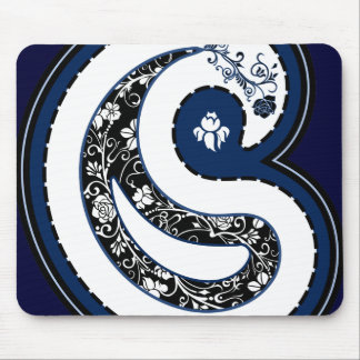 Tapis De Souris Le motif bleu de Paisley fleuri s'est levé