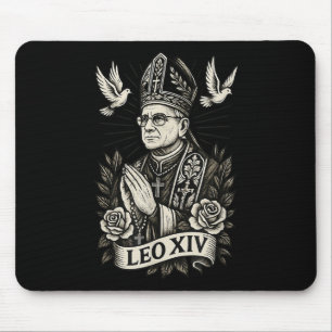 Tapis De Souris Le Pape Leo Xiv - Style Tatouage Catholique Christ