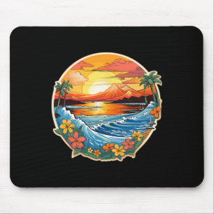 Tapis De Souris Le Paradis Des Vagues De Surf De Sable Au Coucher