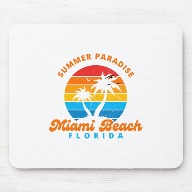 Tapis De Souris Le Paradis d'été Miami Beach Floride-coucher-Palms (Devant)