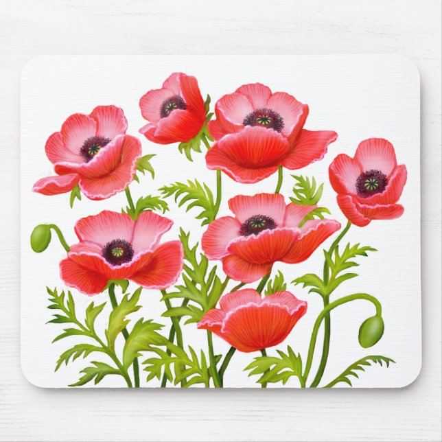 Tapis De Souris Le pavot cultivé rouge fleurit Mousepad (Devant)