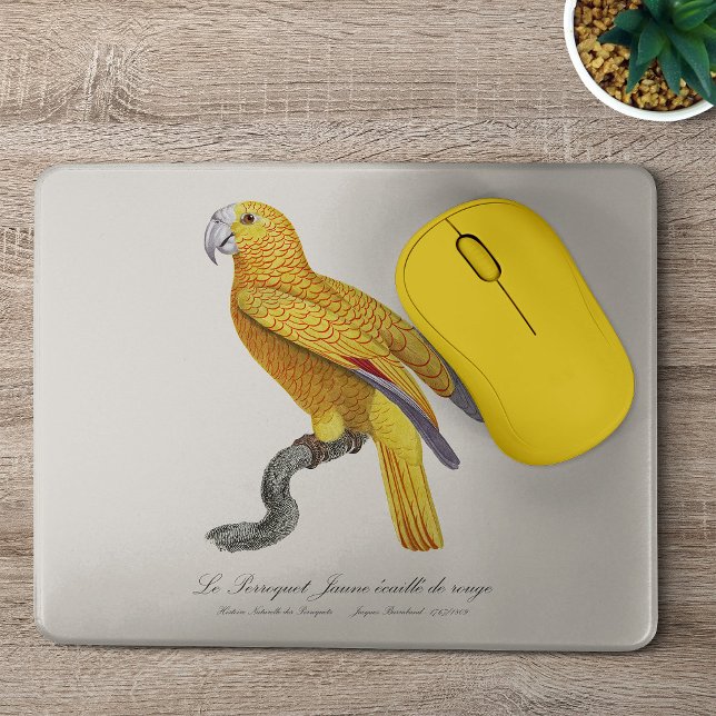 Tapis De Souris Le Perroquet Jaune ecaille de rouge  (Le Perroquet Jaune ecaille de rouge. Mouse Pad)