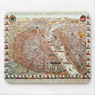 Tapis De Souris Le plan de Paris a encadré par un chronologique