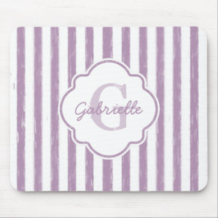 Tapis De Souris Le pourpre chic peint barre le monogramme et le