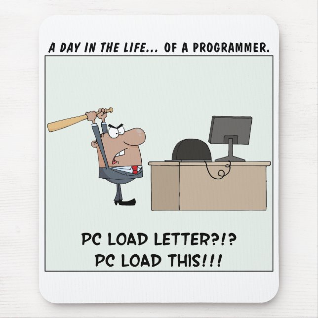 Tapis De Souris Le programmeur fâché frappe l'ordinateur (Devant)