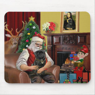 Tapis De Souris Le Pug noir du Père Noël