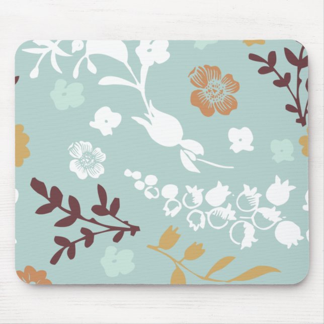 Tapis De Souris Le ressort fleurit le motif floral bleu chic girly (Devant)