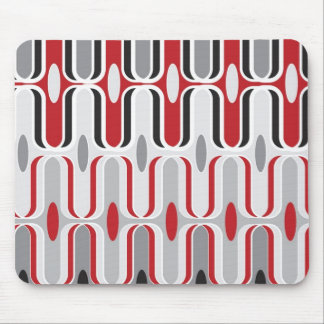 Tapis De Souris Le rétro art déco de mod zigzaguent noir rouge de