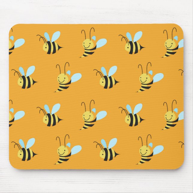 Tapis De Souris Le rétro jaune gaffent le motif d'abeille (Devant)