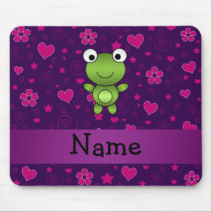 Tapis De Souris Le rose pourpre personnalisé de grenouille nommé