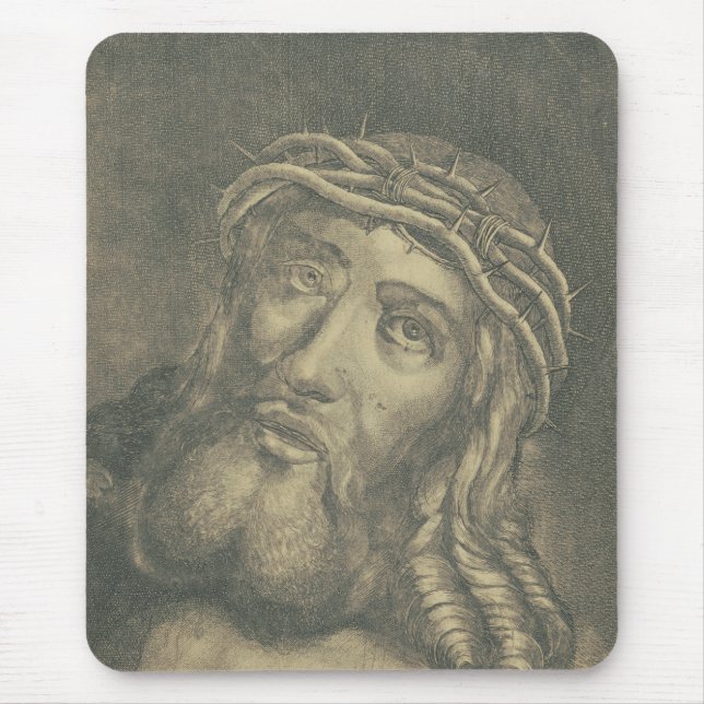 Tapis De Souris Le Saint Visage de Jésus en Art Monochrome (Devant)