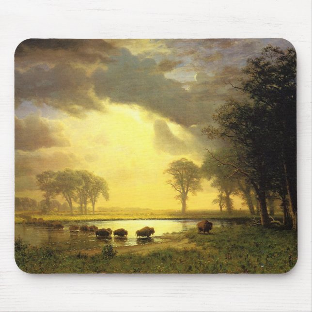 Tapis De Souris Le sentier Buffalo, Albert Bierstadt (Devant)