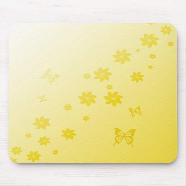 Tapis De Souris Le soleil fleurit des papillons de n (Devant)