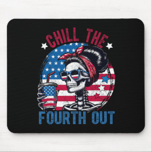 Tapis De Souris Le squelette drôle du quatrième juillet patriotiqu