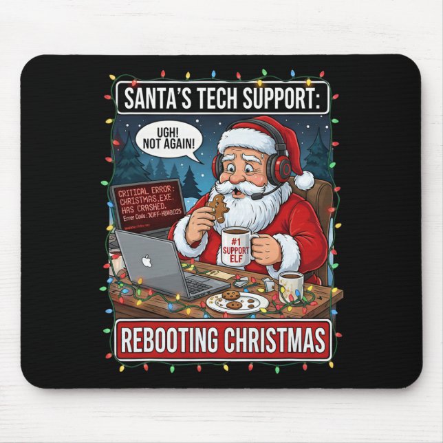 Tapis De Souris Le support technique du Père Noël redémarre Noël F (Devant)