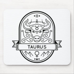 TAPIS DE SOURIS LE SYMBOLE DE BADGE DE ZODIAC TURUS
