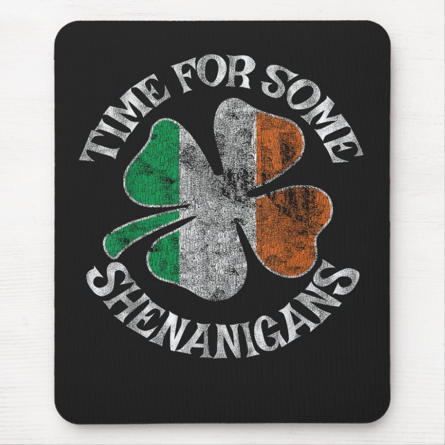 Tapis De Souris Le temps de la St. Patrick pour un trèfle de quelq (Devant)