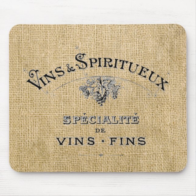 Tapis De Souris Le vin français sur Burlap (Devant)
