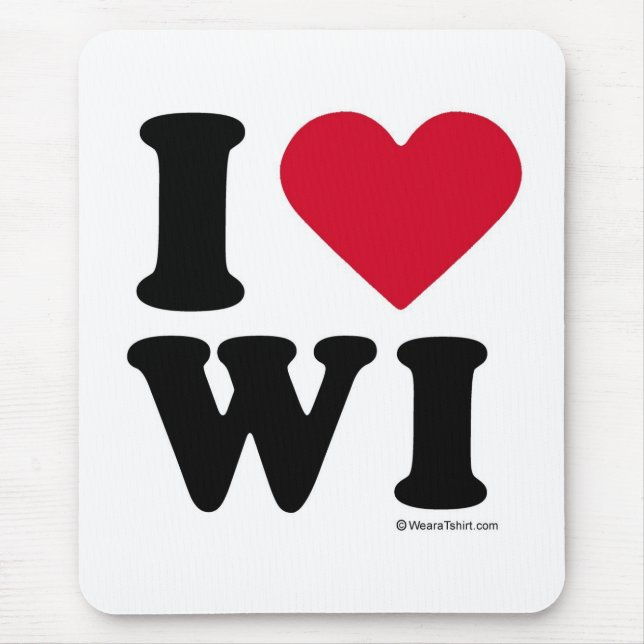 TAPIS DE SOURIS LE WISCONSIN - "J'AIME DES WI" "QUE J'AIME LE (Devant)