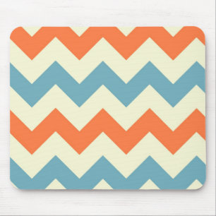 Tapis De Souris Le zigzag bleu orange de chevron barre le motif de