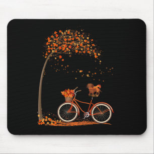 Tapis De Souris Leaf de chien Automne Cyclisme d'automne amusant D