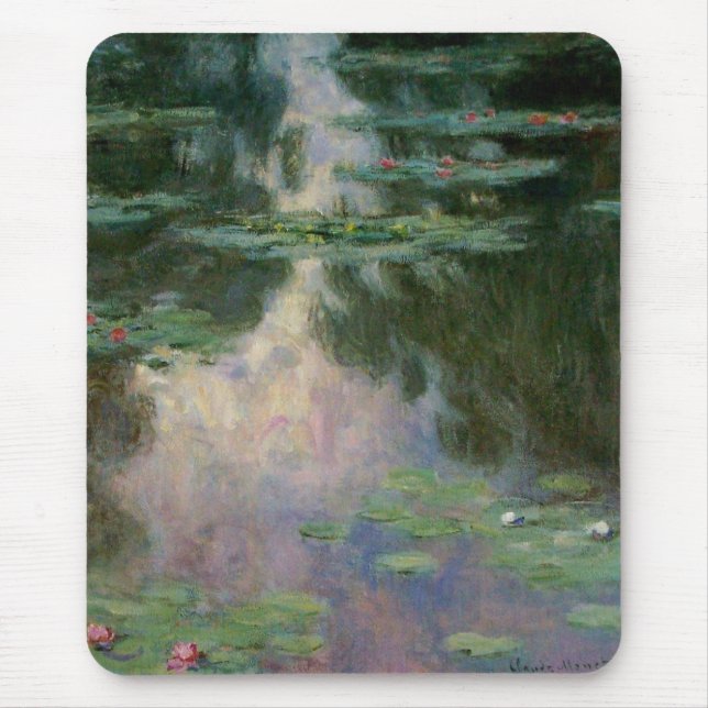 Tapis De Souris L'EAU MENSONNE EN ÉTANG VERT ROSE par Claude Monet (Devant)