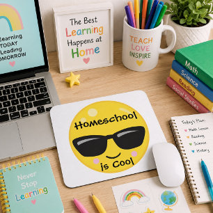 Tapis De Souris L'école à la maison est cool Smiley Face Lunettes