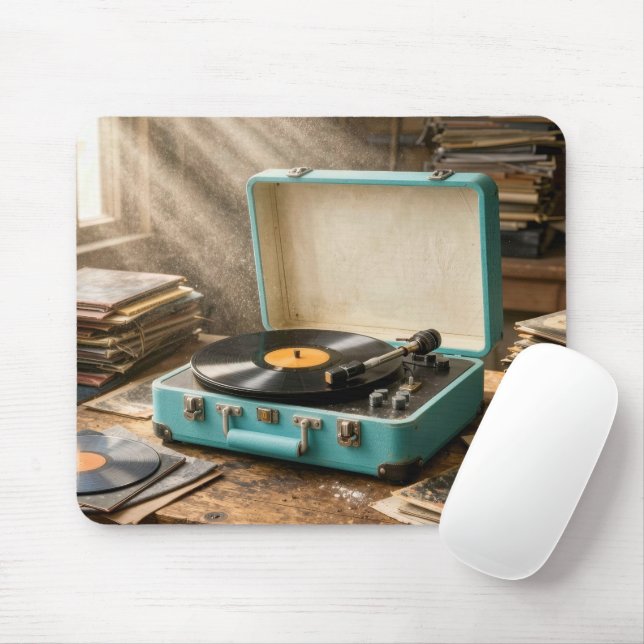Tapis De Souris Lecteur de disques portable rétro (Avec souris)