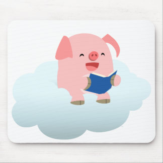 Tapis De Souris Lecteur mignon de porc de bande dessinée sur le