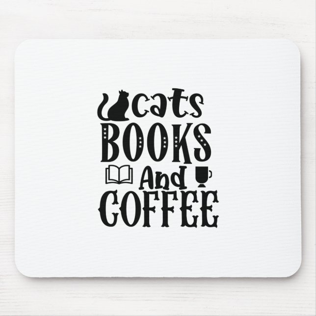 Tapis De Souris Lecture Art Chats Livres Et Café (Devant)