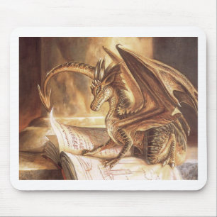 Tapis De Souris Lecture d'or de livre de dragon