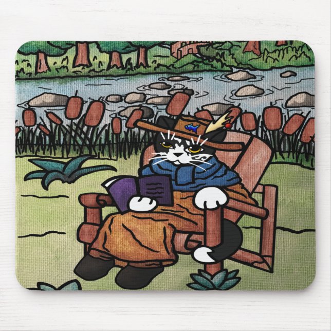 Tapis De Souris Lecture extérieure Jardin Chat (Devant)