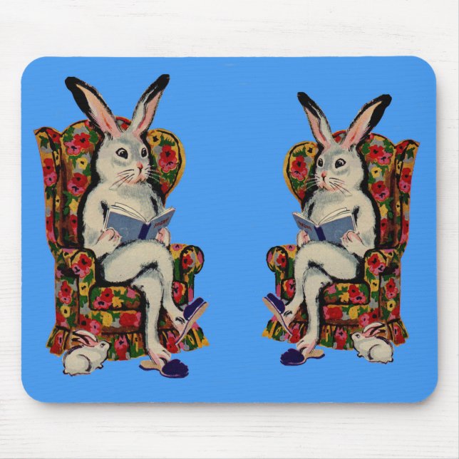 Tapis De Souris lecture famille lapin (Devant)